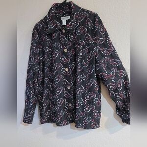 COLDWATER CREEK...Black Floral Embroidered Shirt (67)